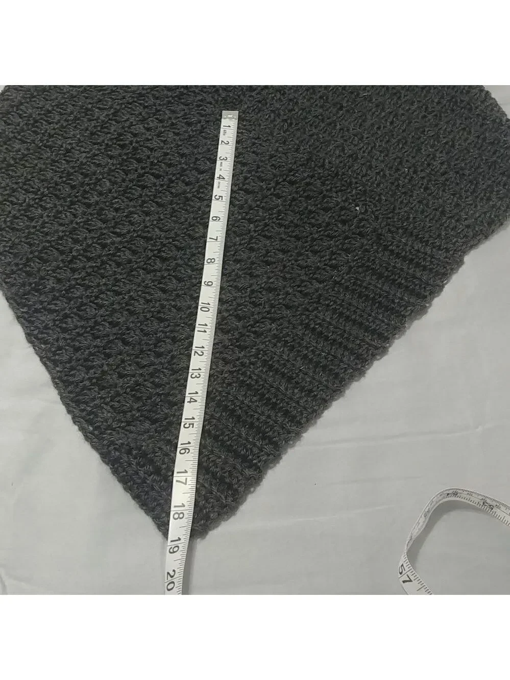Handmade Crocheted Warm Simple Dark Grey Poncho S/M